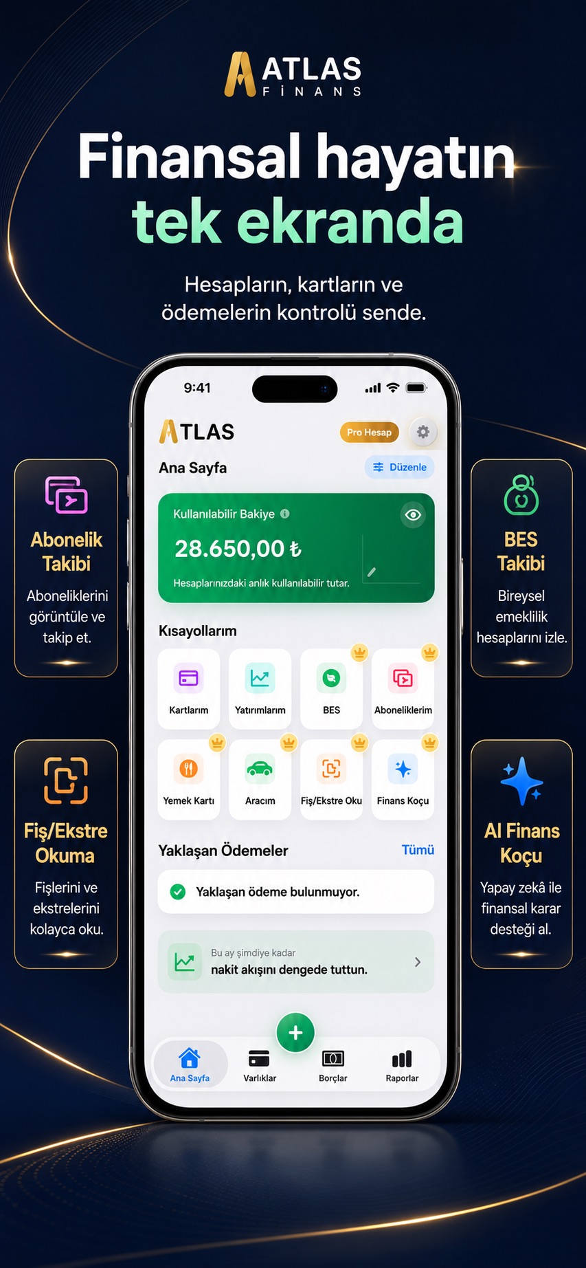 Atlas Finans ana sayfa ve finans özeti