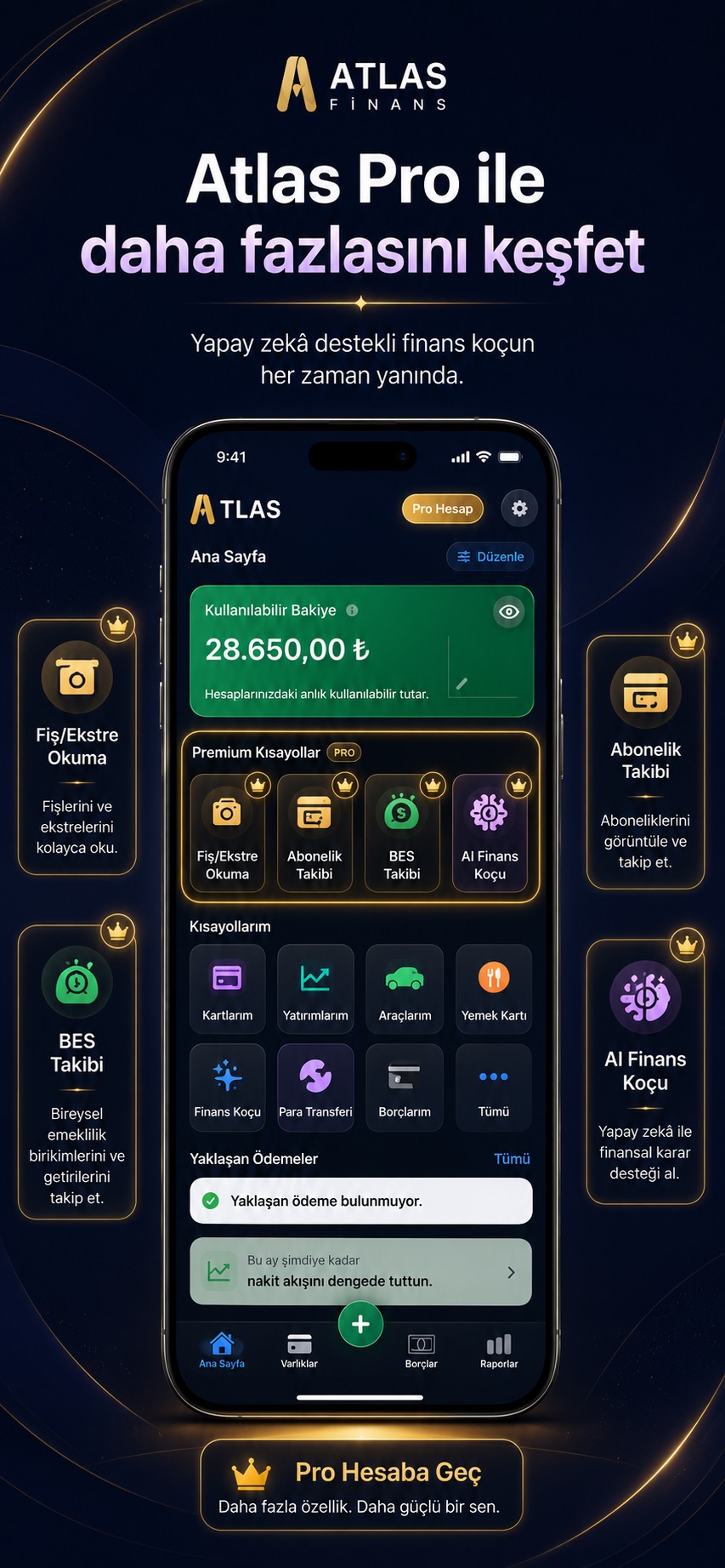 Atlas Finans Pro özellikleri